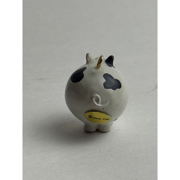 Cute Ceramic Pig Figurine Ornament Hand Painted Black Spots Gold Star Charm - Picture 5 of 7